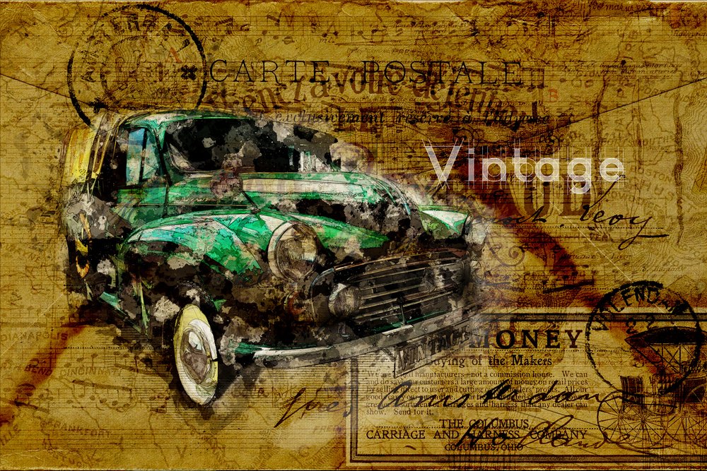 Reiskaart voor oldtimers door Lembayung senja studio [Vintage Poster]