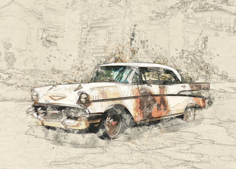 Verweerde oldtimer door Lembayung senja studio [Vintage Poster]