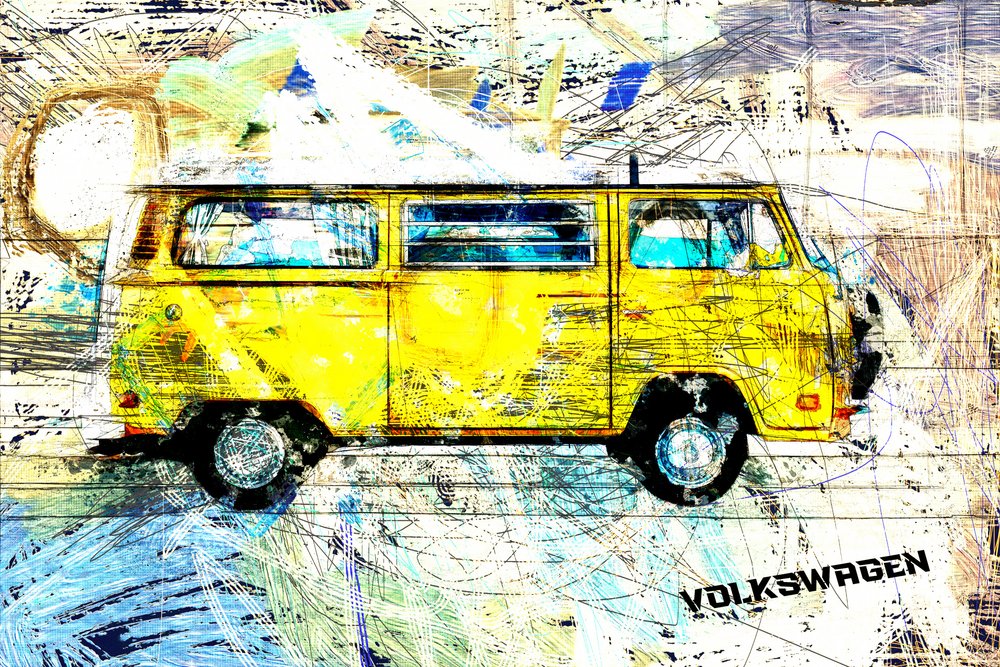 Yellow Surf Van door Lembayung senja studio [Vintage Poster]