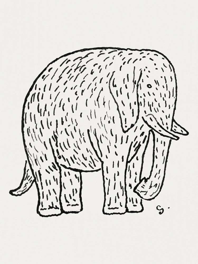 Olifant (ca. 1891–1941) Tekening in hoge resolutie door Leo Gestel door Leo Gestel