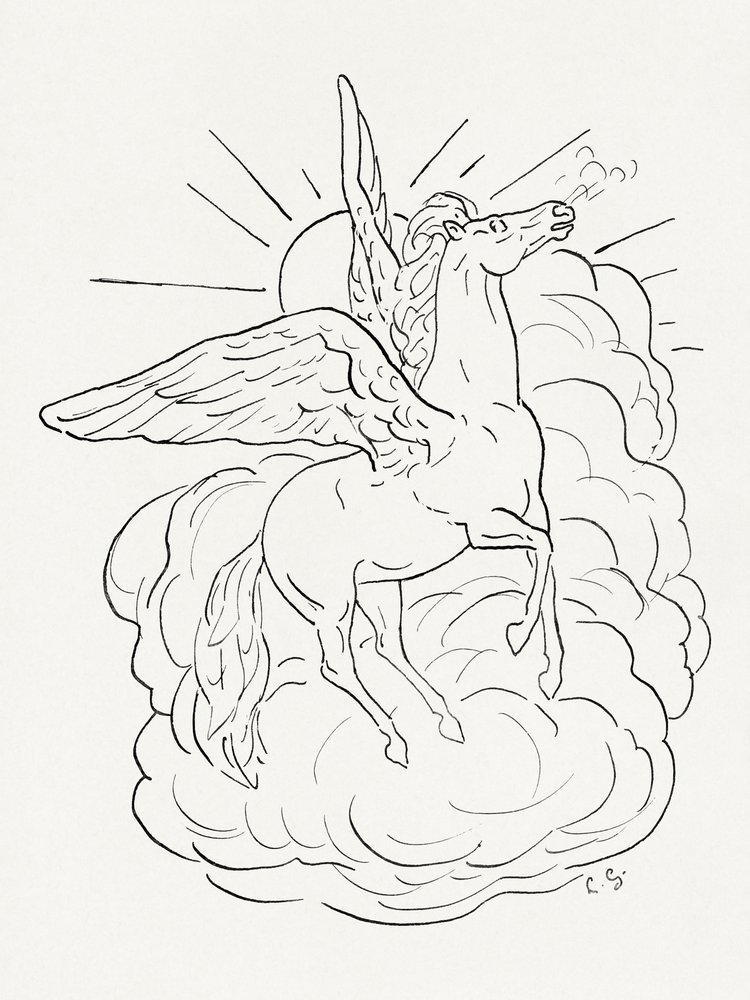 Pegasus vliegt voor een wolk (1891–1941) door Leo Gestel