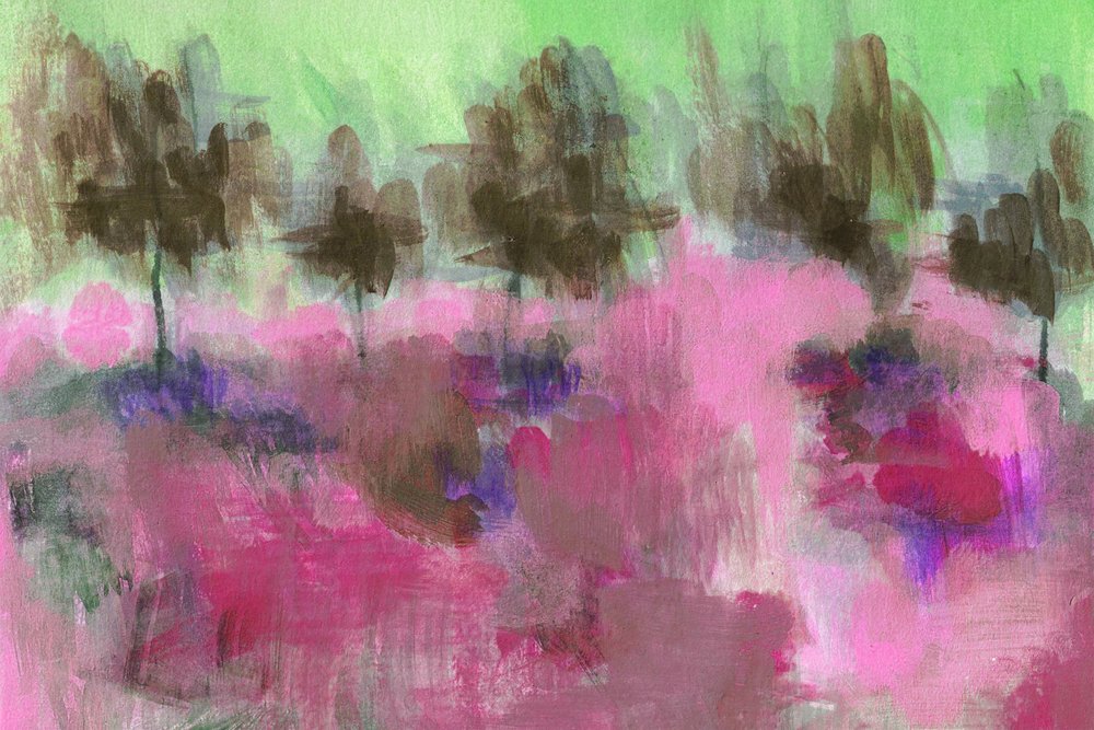 Abstract roze landschap door Lori Ann Folz