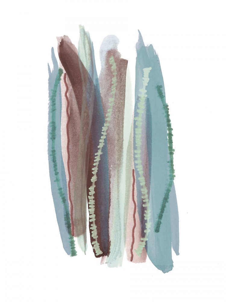 Aardse, abstracte penseelstreken door Lori Ann Folz