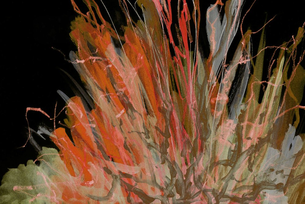 Vurige abstracte penseelstreken door Lori Ann Folz