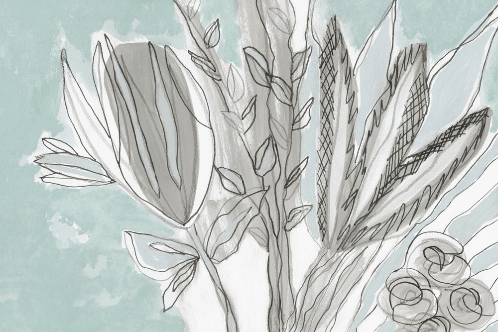 Zacht botanisch abstract door Lori Ann Folz