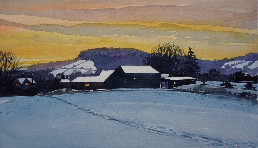Zonsondergang op de Winterboerderij door Luisa Millicent