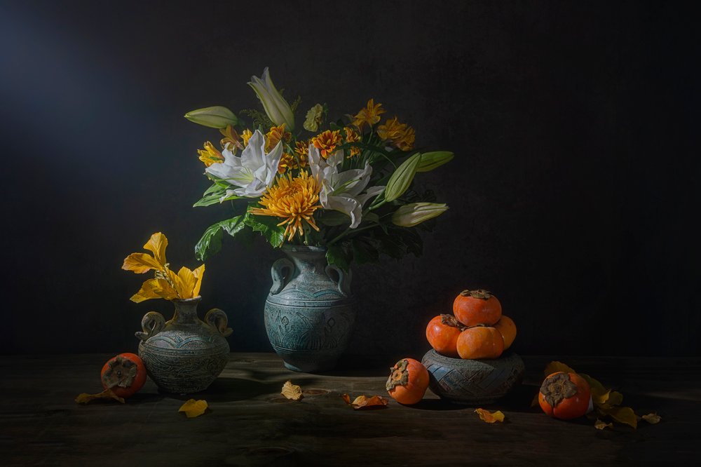Herfstbloemen en -vruchten door Lydia Jacobs