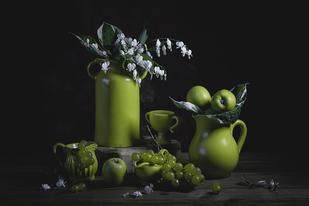 Elegant groen stilleven door Lydia Jacobs