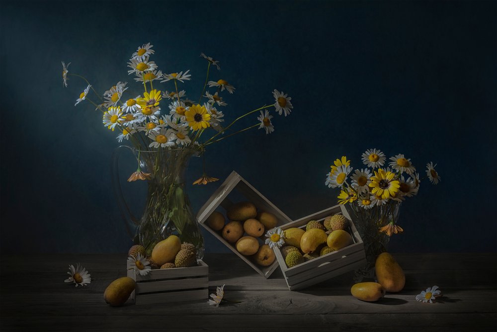 Rustieke vruchten en bloemen door Lydia Jacobs