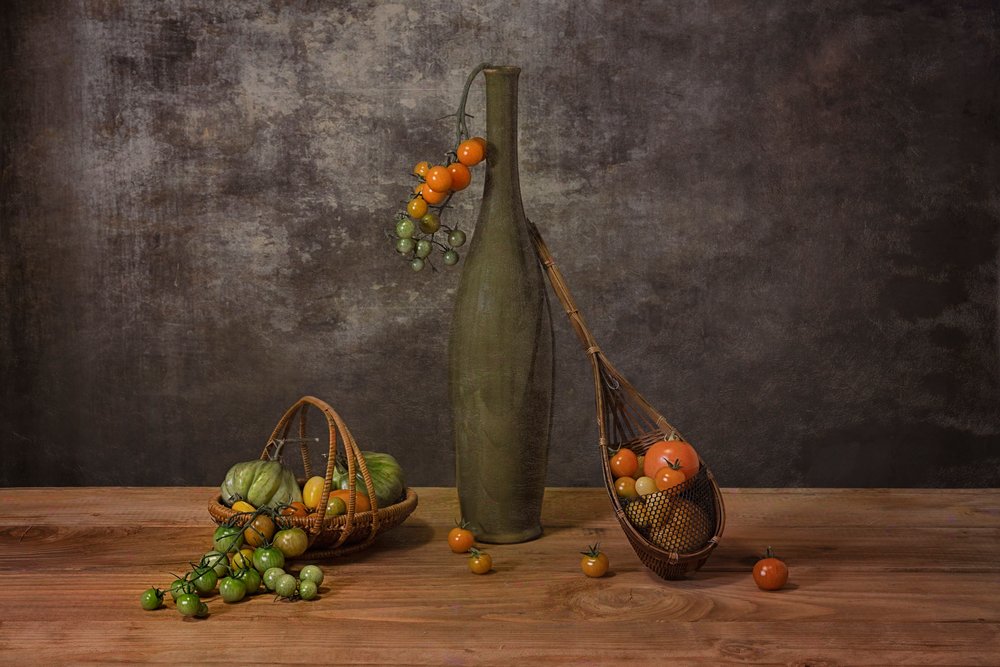Rustiek stilleven met oogstproducten door Lydia Jacobs