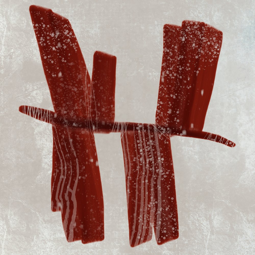 Besneeuwde rode abstractie door MANSI SAXENA