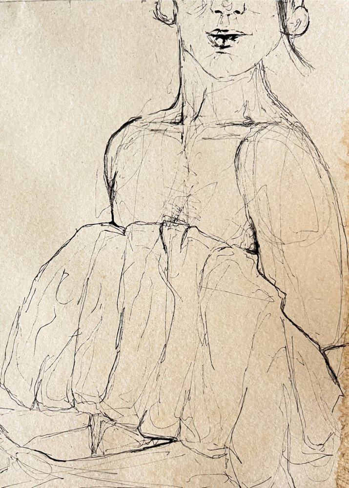 Schets van een peinzende figuur door Madison Phipps