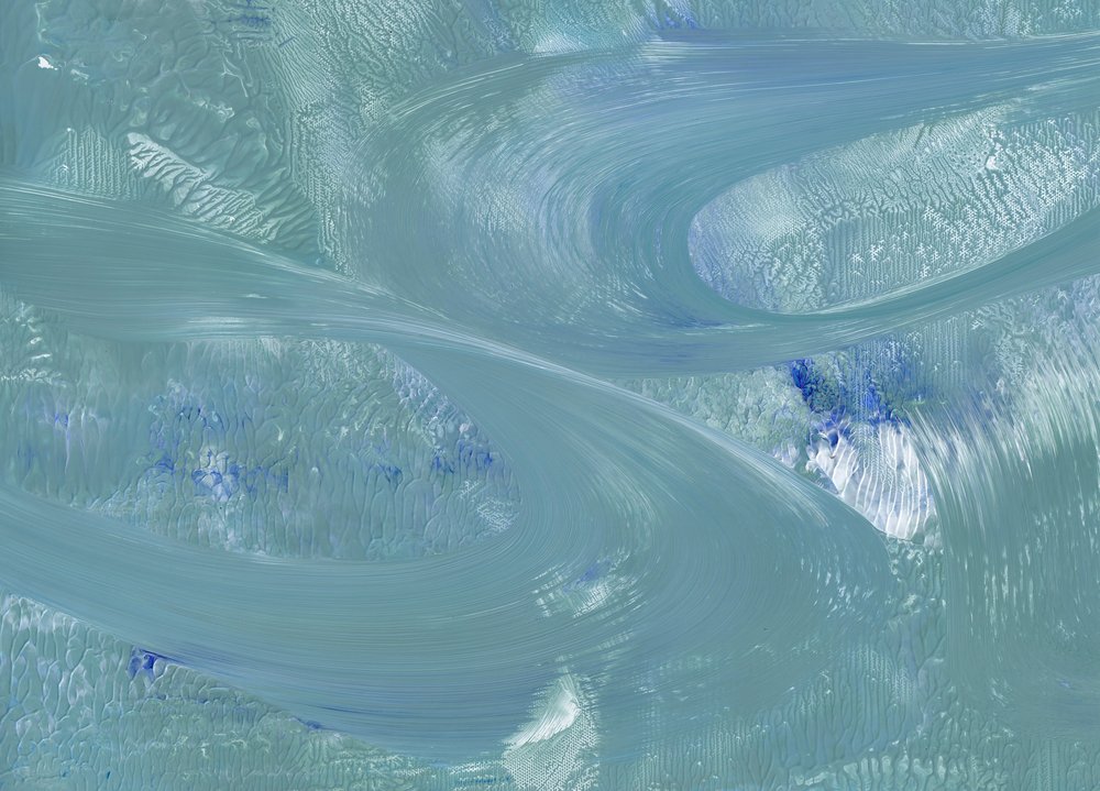 Dynamische blauwgroene stroming door Maira Ribena