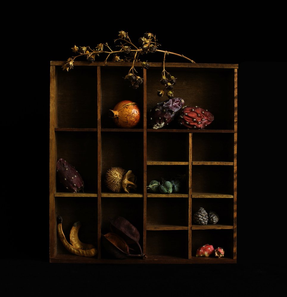 Rustiek botanisch stilleven door Margaret Halaby