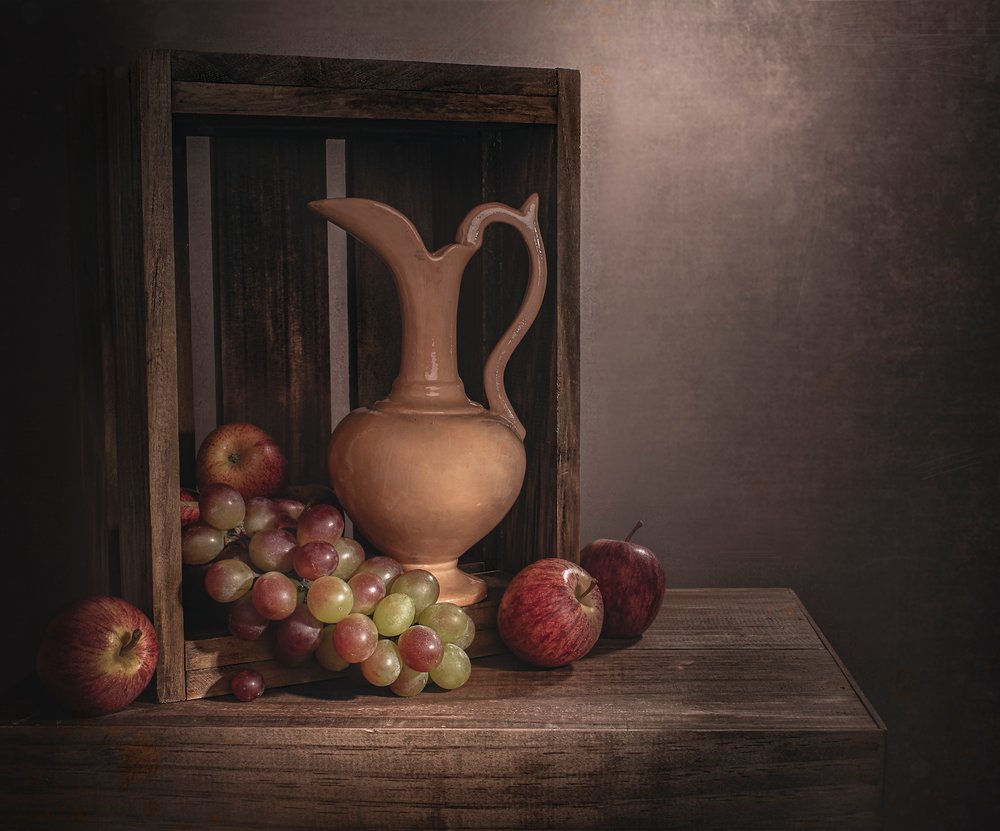 Rustiek stilleven met fruit door Margareth Perfoncio