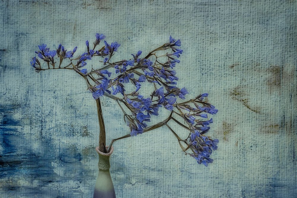 Rustieke blauwe bloemenvaas door Marie-anne Stas