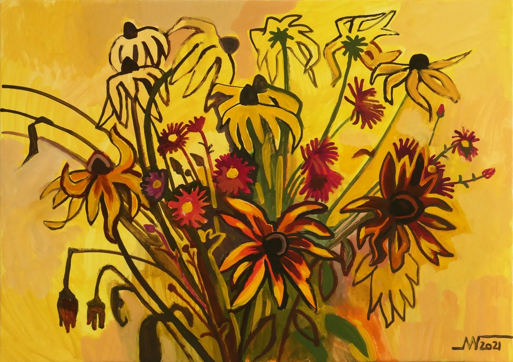 Gouden herfstbloemen door Marina Gorkaeva