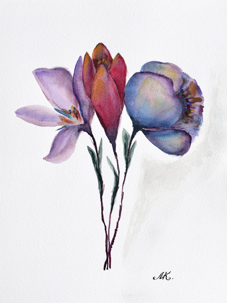 Kleurrijke aquarelbloemen door Marina Kozyr