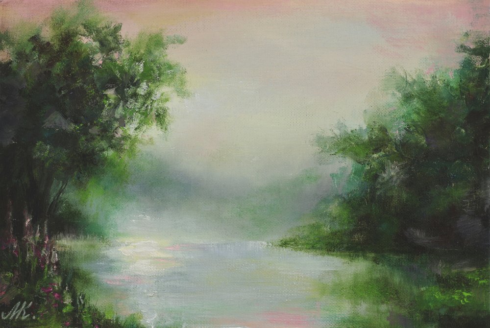 Rivier op een mistige ochtend door Marina Kozyr