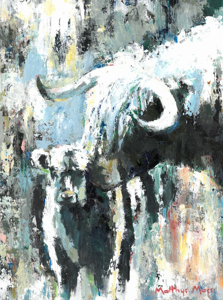 Krachtige abstracte stier door Matthys Moss