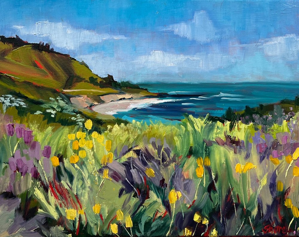 Bloei van wilde bloemen aan de kust door Maxine Shore