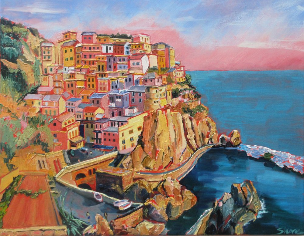 Kleurrijk Italiaans kustdorpje door Maxine Shore
