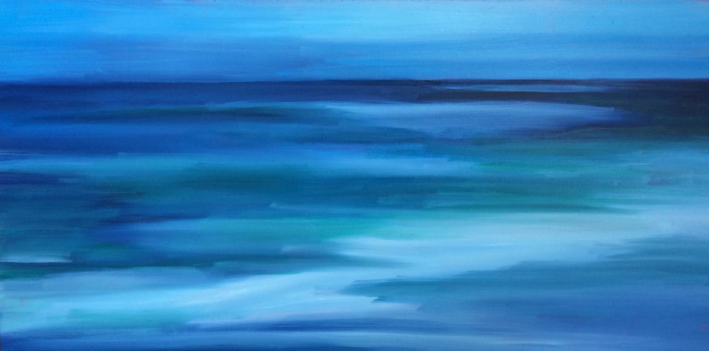 Diepblauwe oceaan – abstract door Maxine Shore
