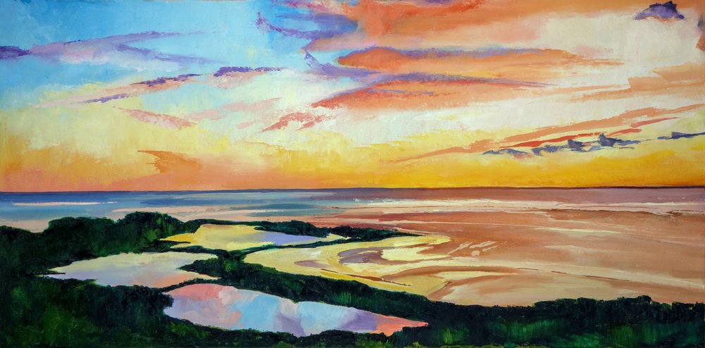 Levendige zonsondergang aan de kust door Maxine Shore