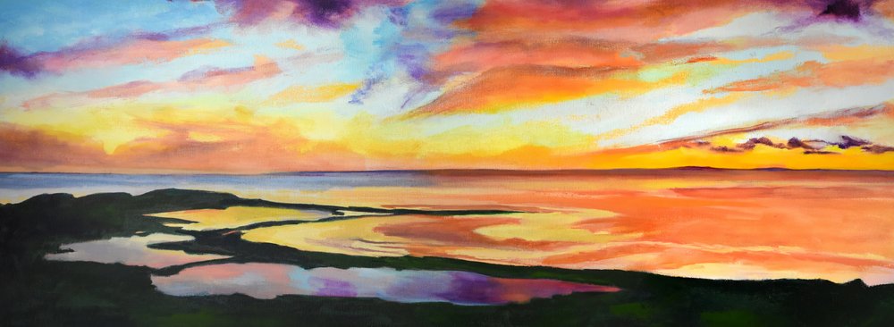 Levendige zonsondergang aan de kust door Maxine Shore