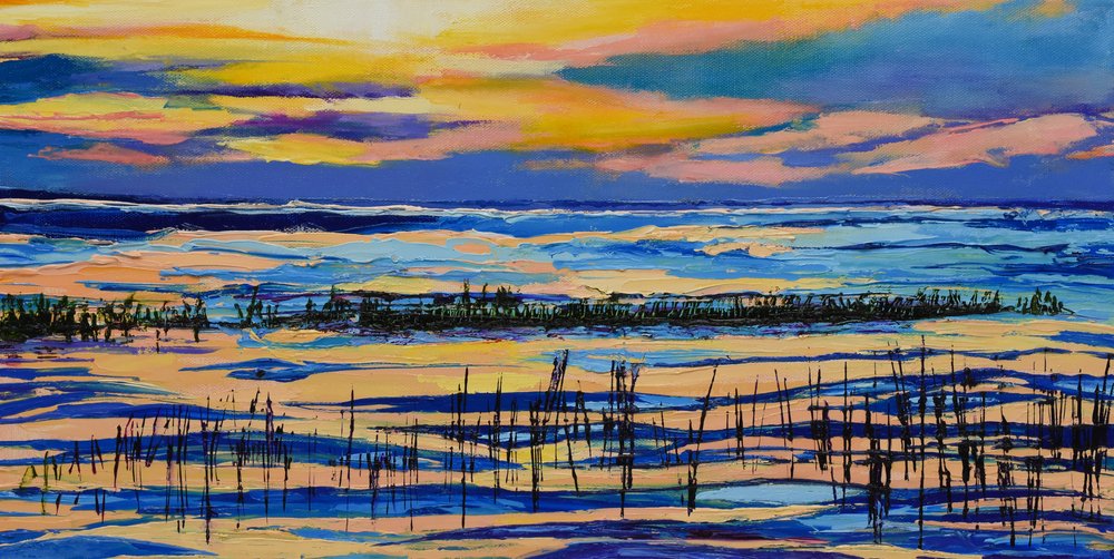 Levendige zonsondergang boven het moeras door Maxine Shore