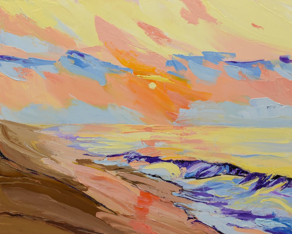 Levendige zonsondergang aan zee door Maxine Shore