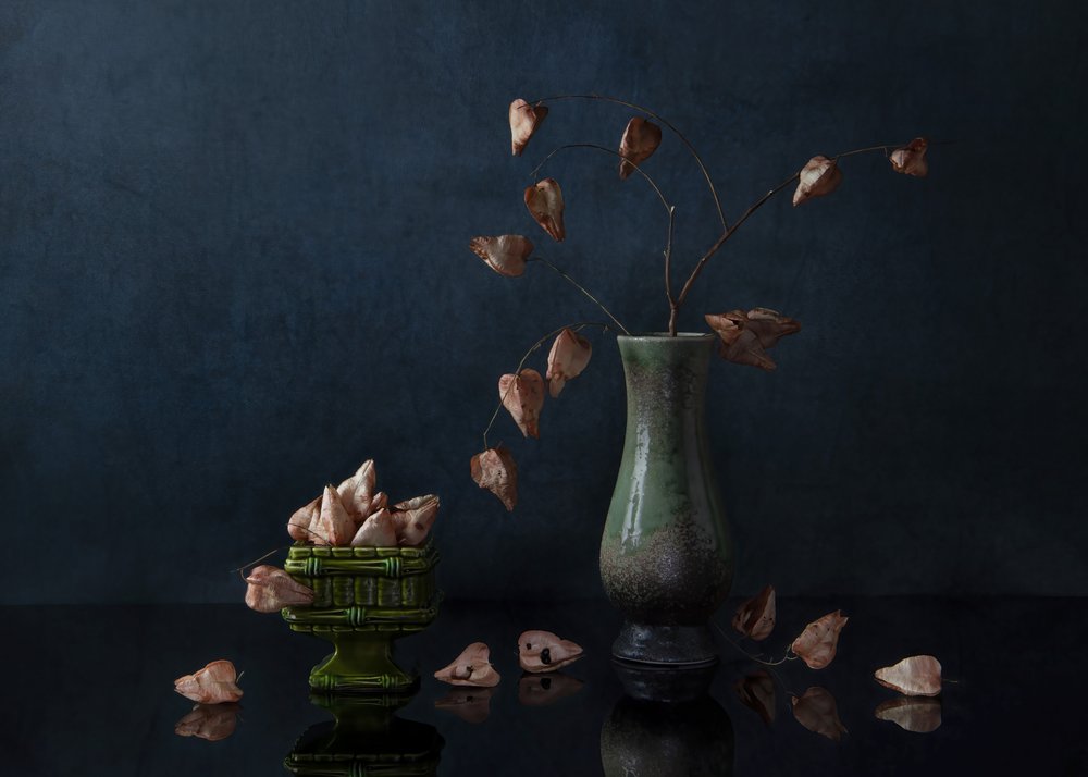 Donker botanisch stilleven door Ming Chen