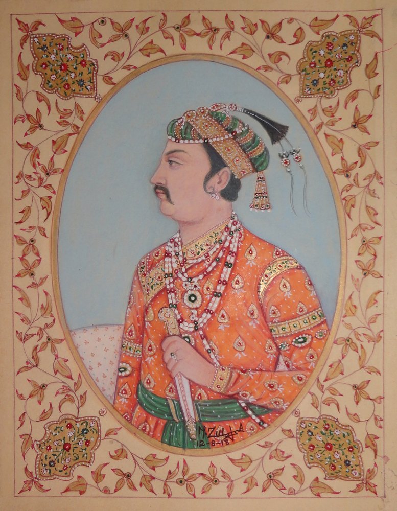 Portret van een vorstelijke Indiase keizer door Mirza Baig