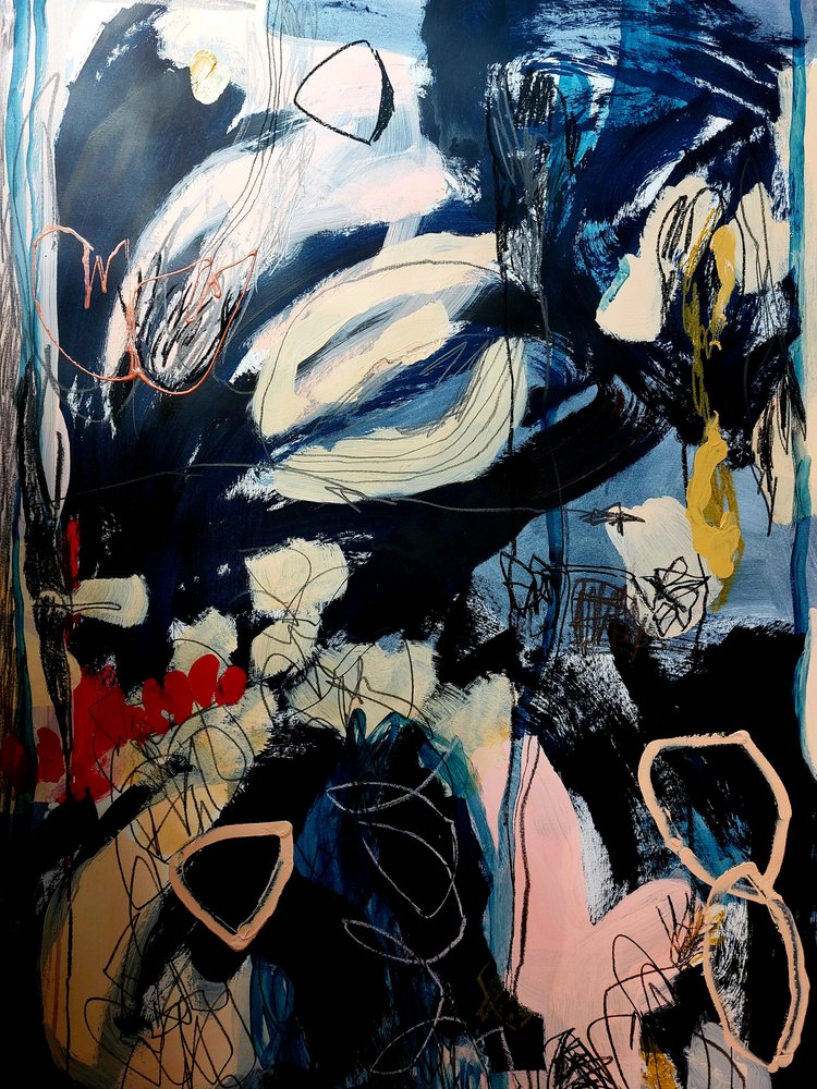 Diepblauwe abstracte beweging door Monika Riethmueller