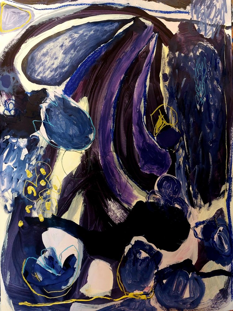 Diepblauwe abstractie door Monika Riethmueller