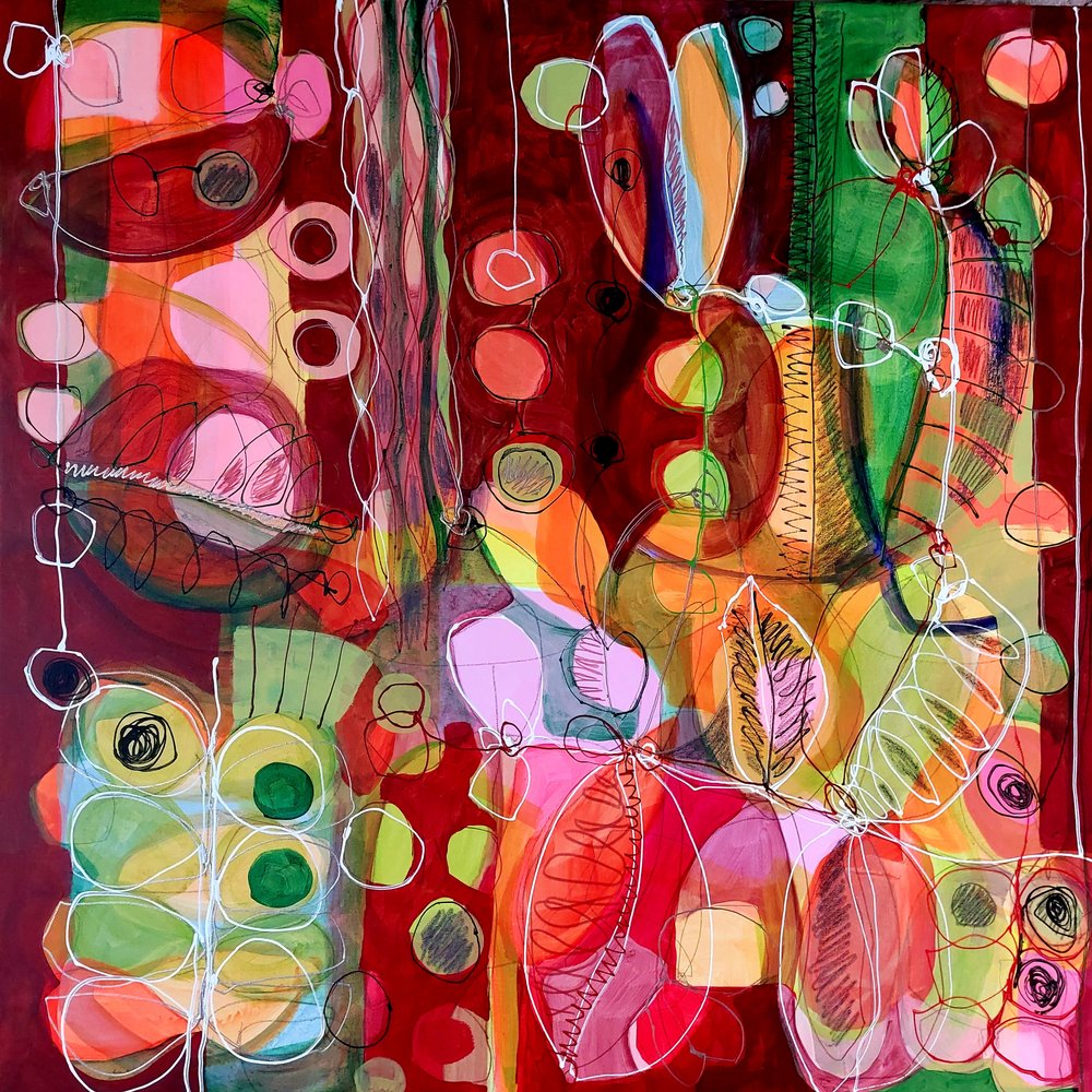 Levendige abstracte bloemen door Monika Riethmueller