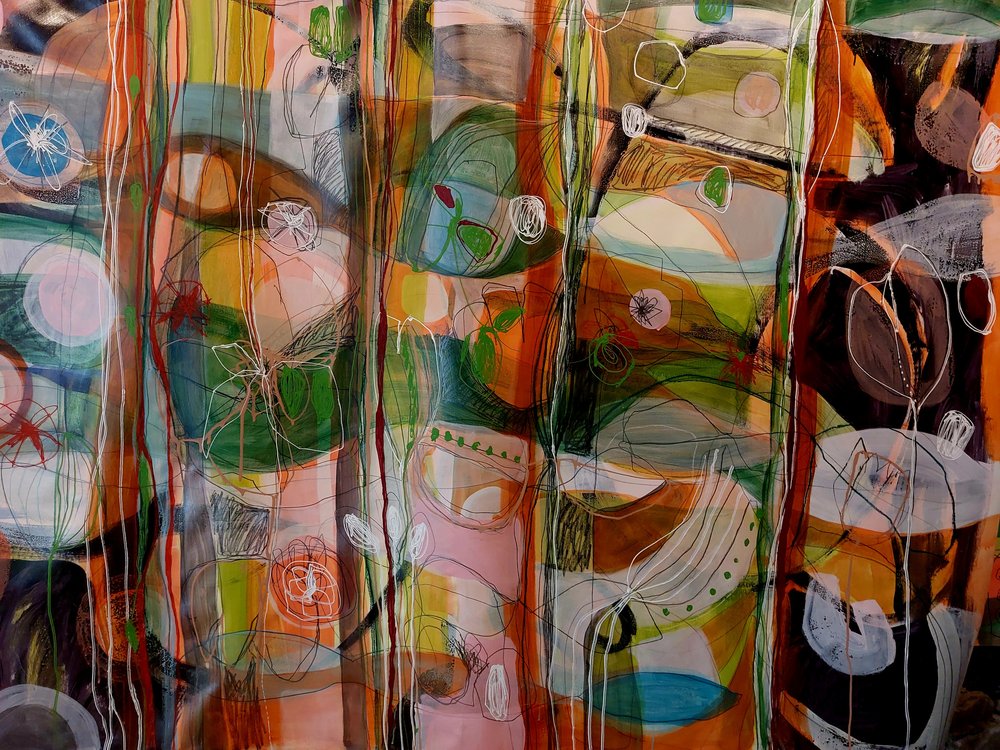 Levendige abstracte tuin door Monika Riethmueller