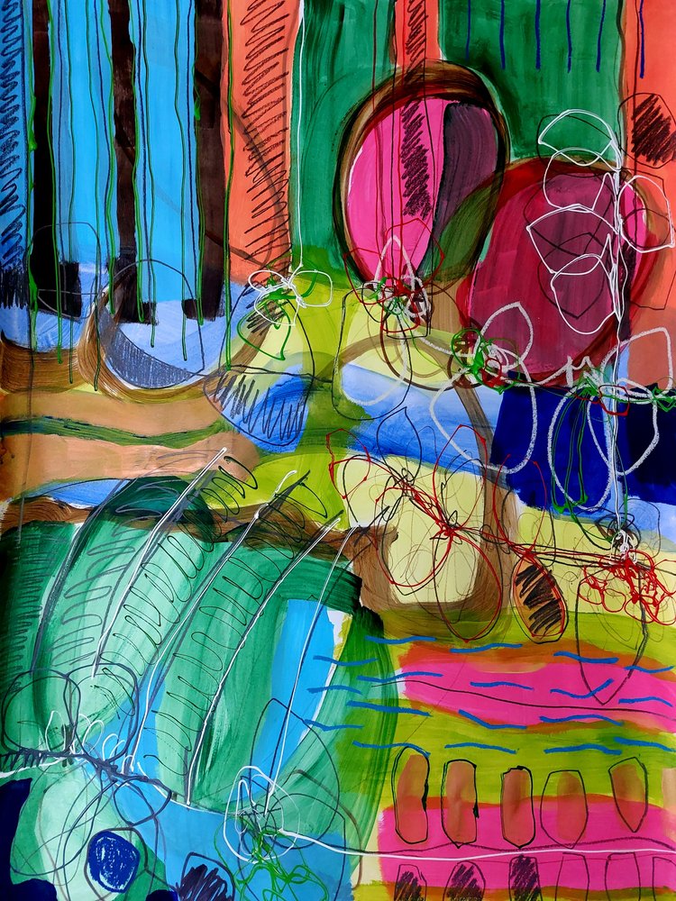 Levendige abstracte penseelstreken door Monika Riethmueller