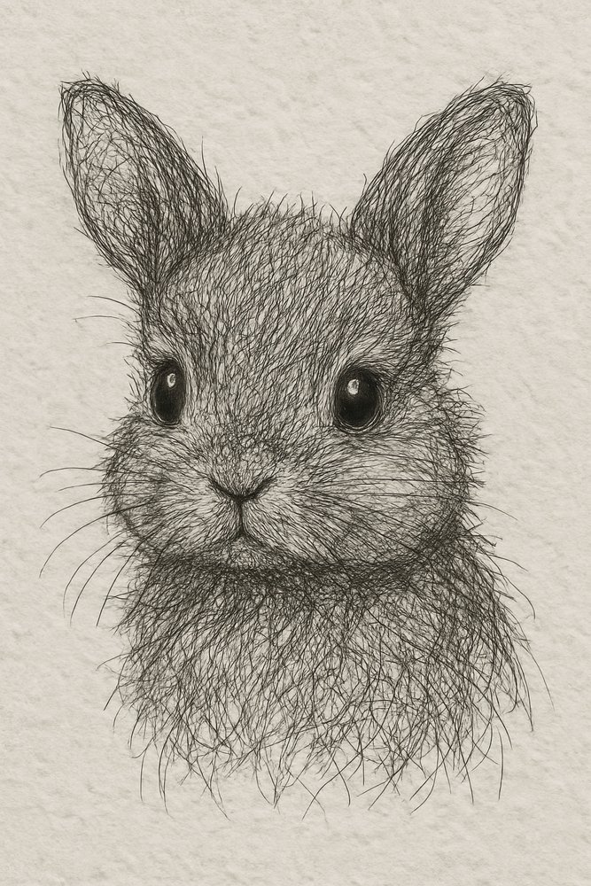 Tekening van een schattig konijntje door Natalie Bruns