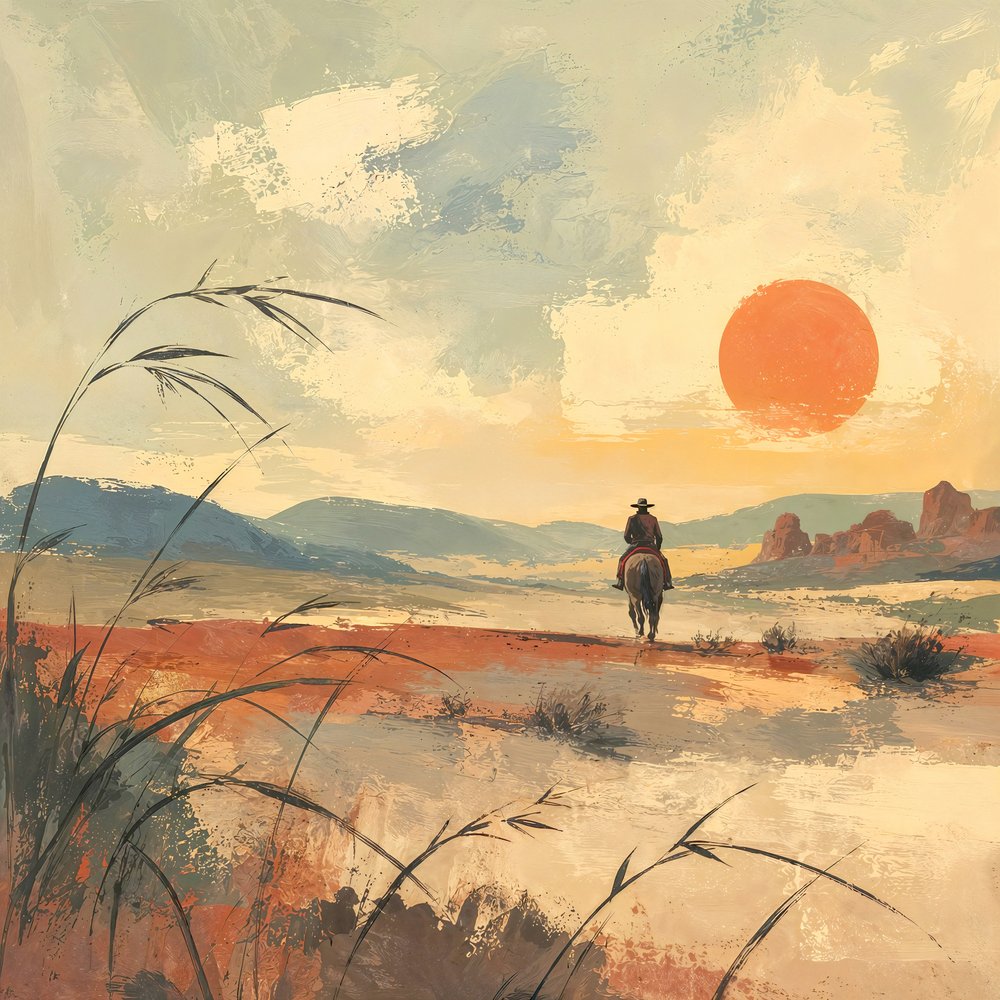Desert Rider bij zonsondergang door Natalie Bruns