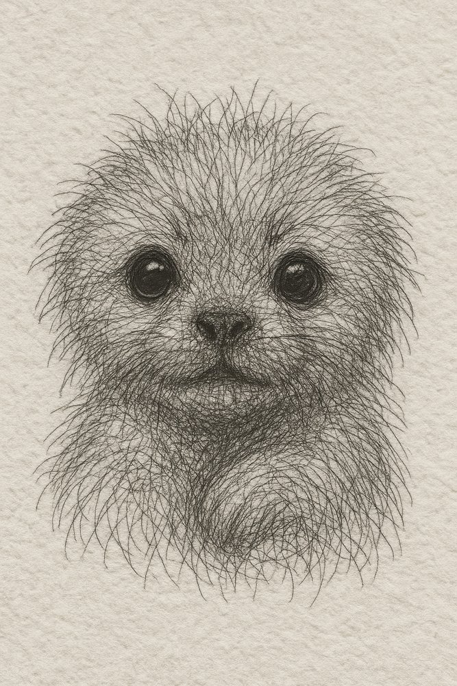 Portret van een pluizige puppy door Natalie Bruns