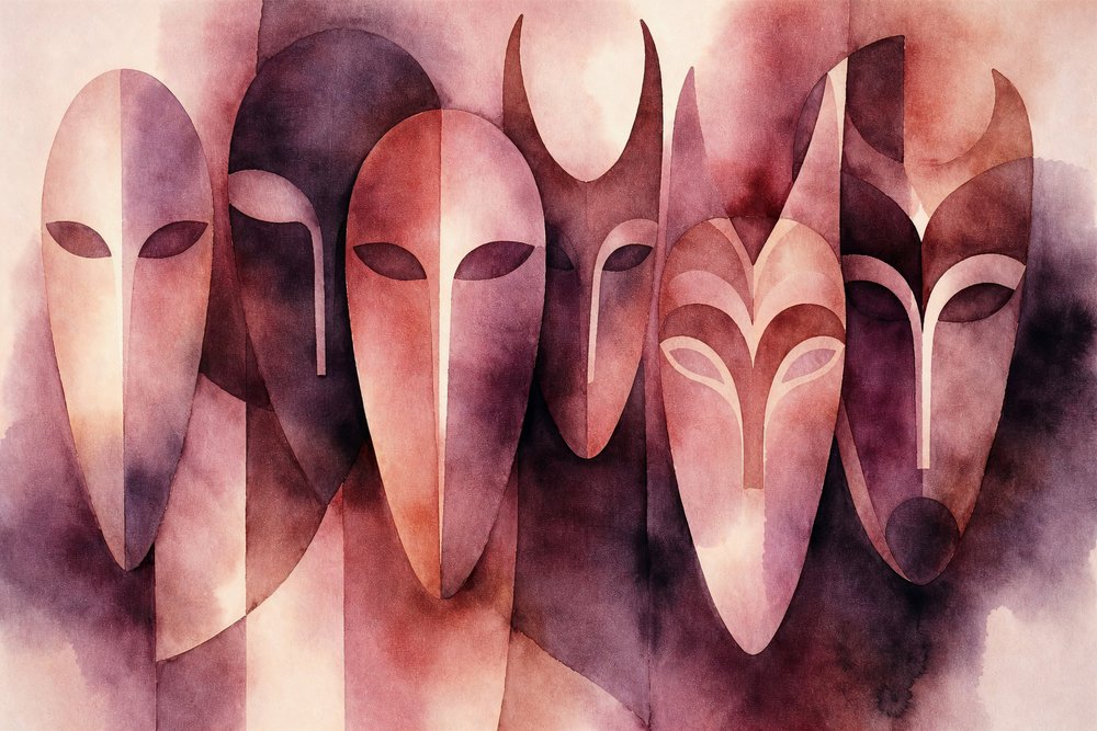 Mysterieuze aquarelmaskers door Natalie Bruns