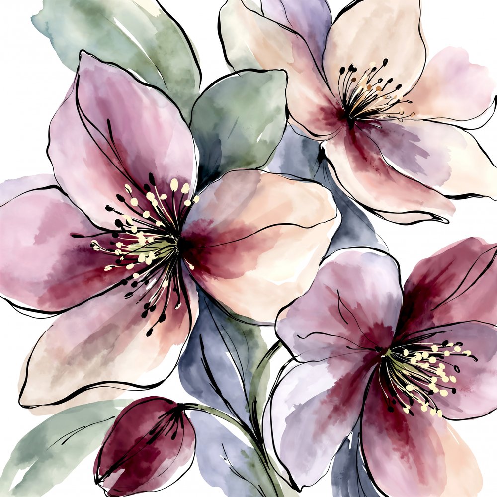 Roze bloesems in aquarel door Natalie Bruns