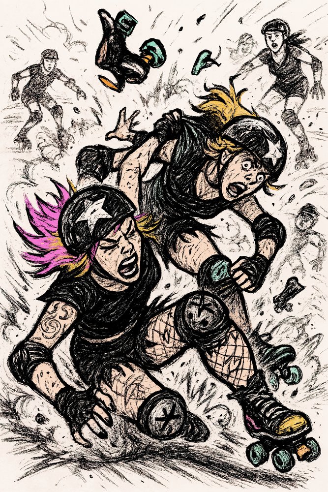 Ongeval bij roller derby door Natalie Bruns