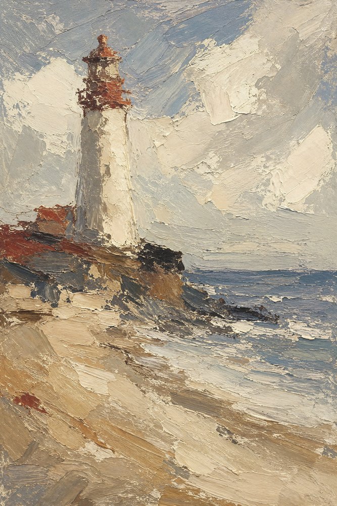 Robuuste vuurtoren aan de kust door Natalie Bruns