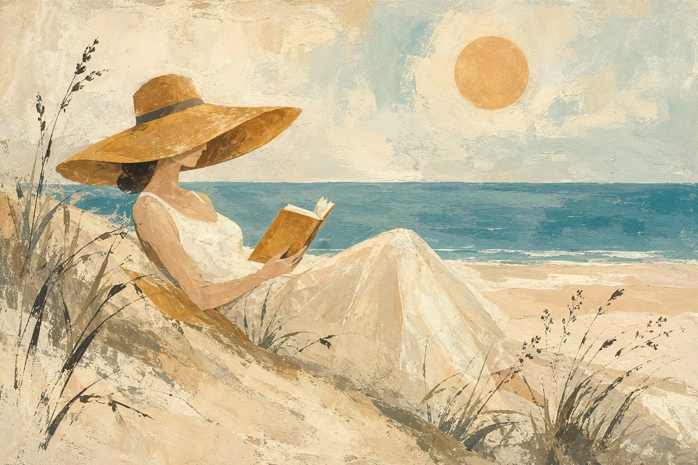 Rustig lezen op het strand door Natalie Bruns