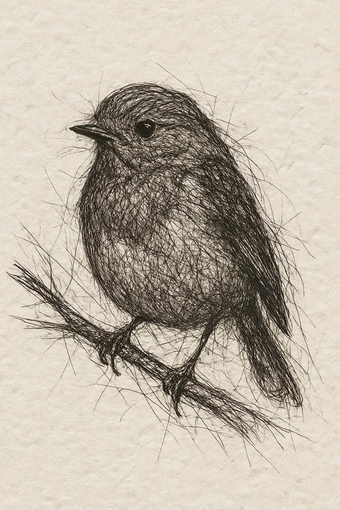 Schets van een kleine vogel door Natalie Bruns