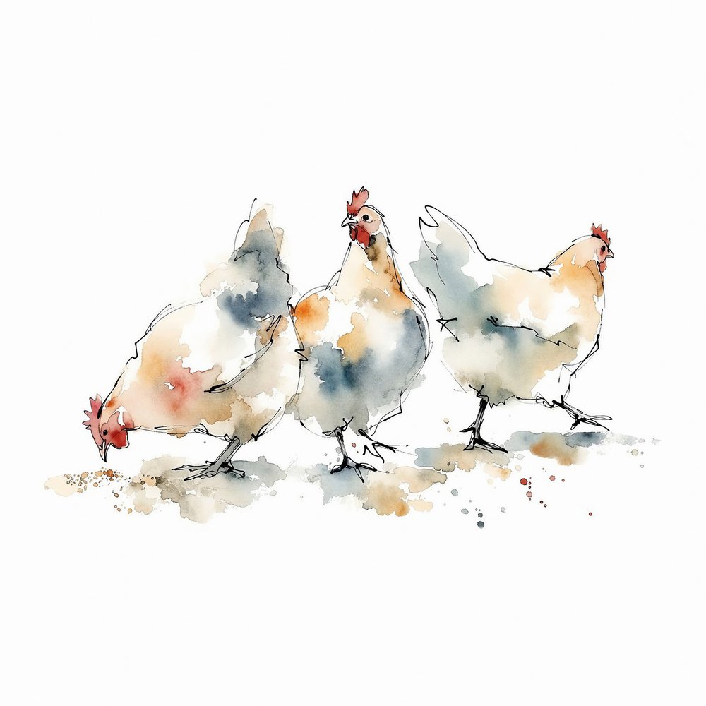 Kippen van Watercolor Farm door Natalie Bruns