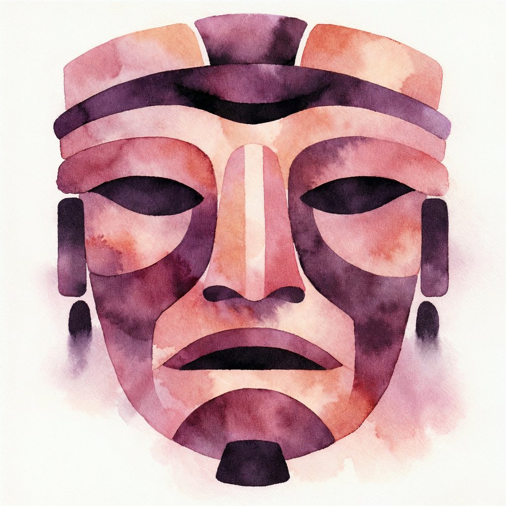 Tribal-masker in aquarelstijl door Natalie Bruns