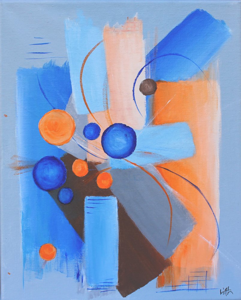 Dynamische blauw-oranje bollen door Nicolas Alsterdal